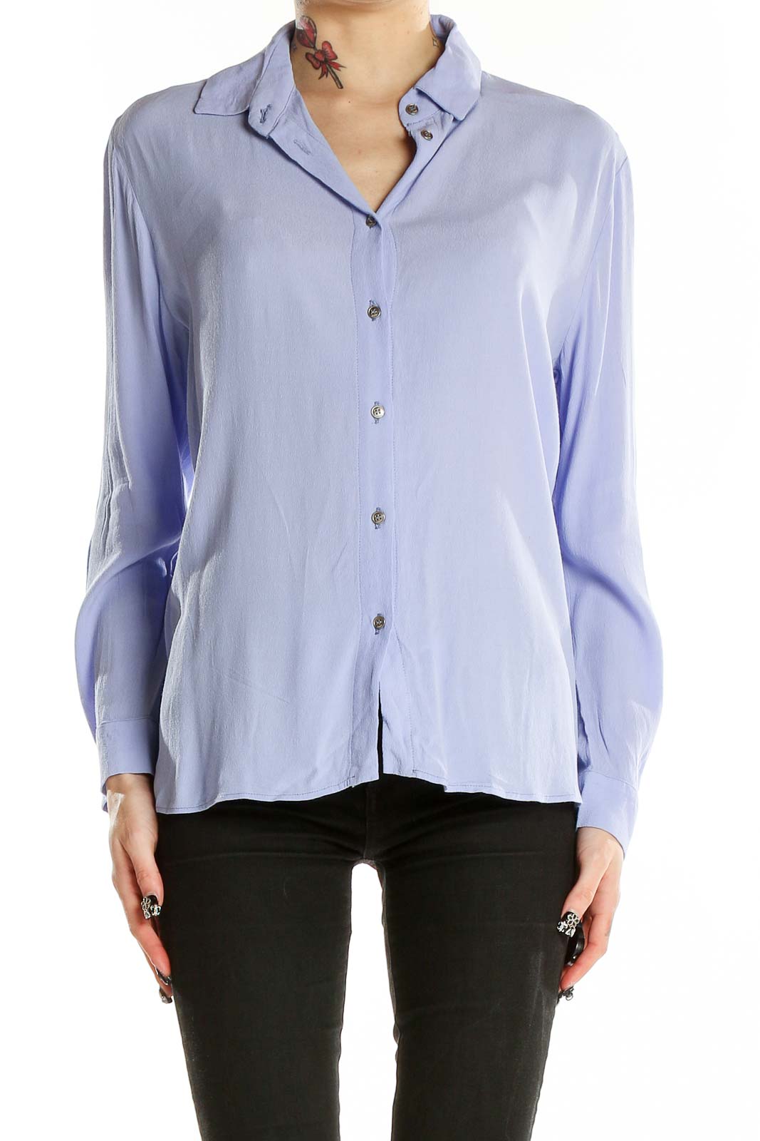 Blue Long Sleeve Shirt Front