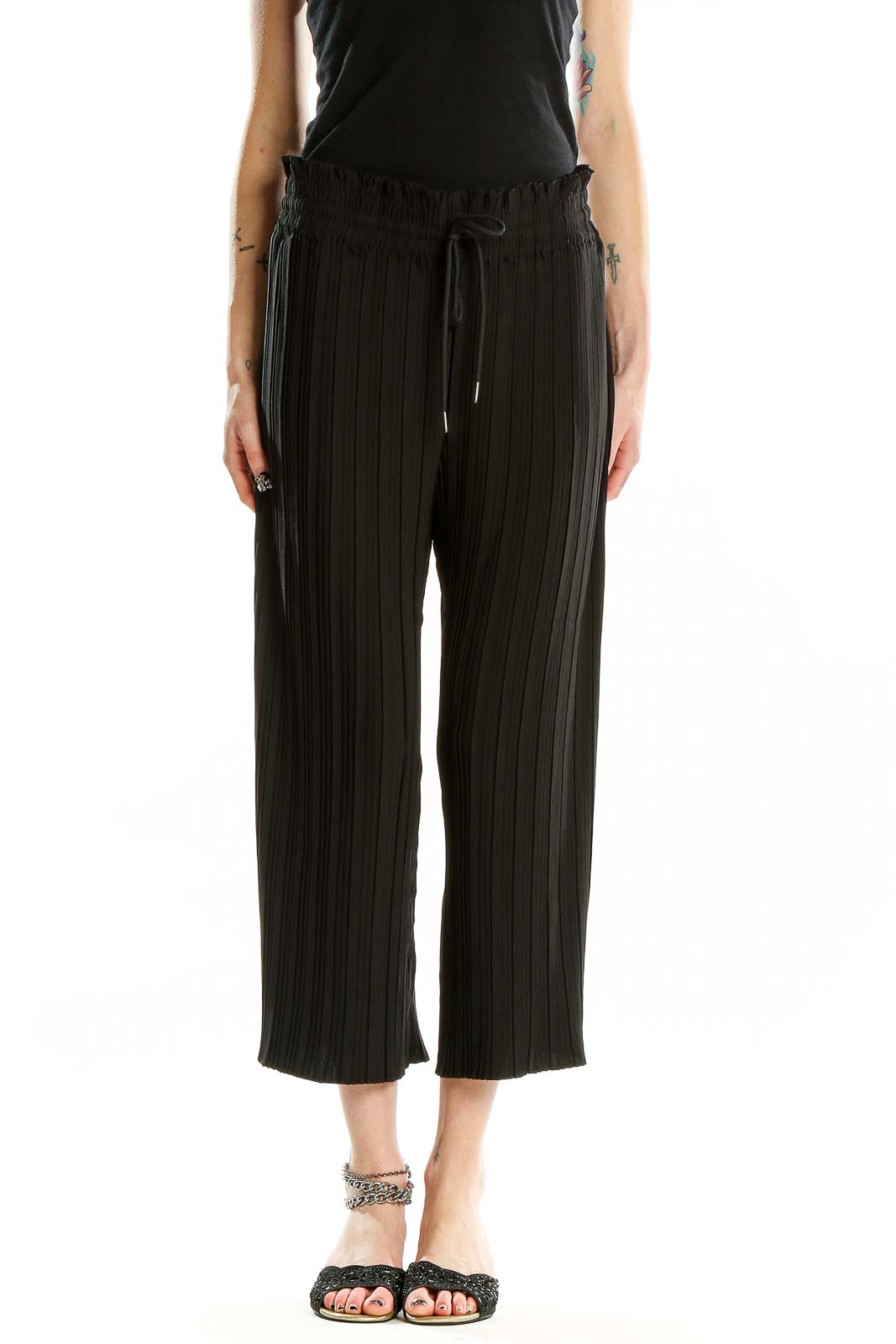 Black Straight Pants Front
