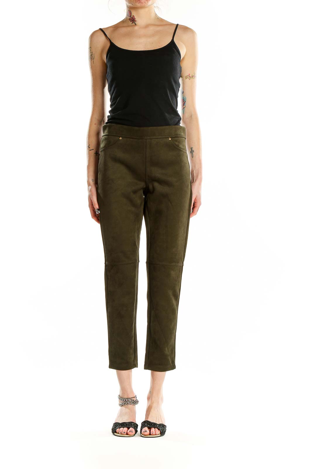 Textured Slim Cropped Trousers