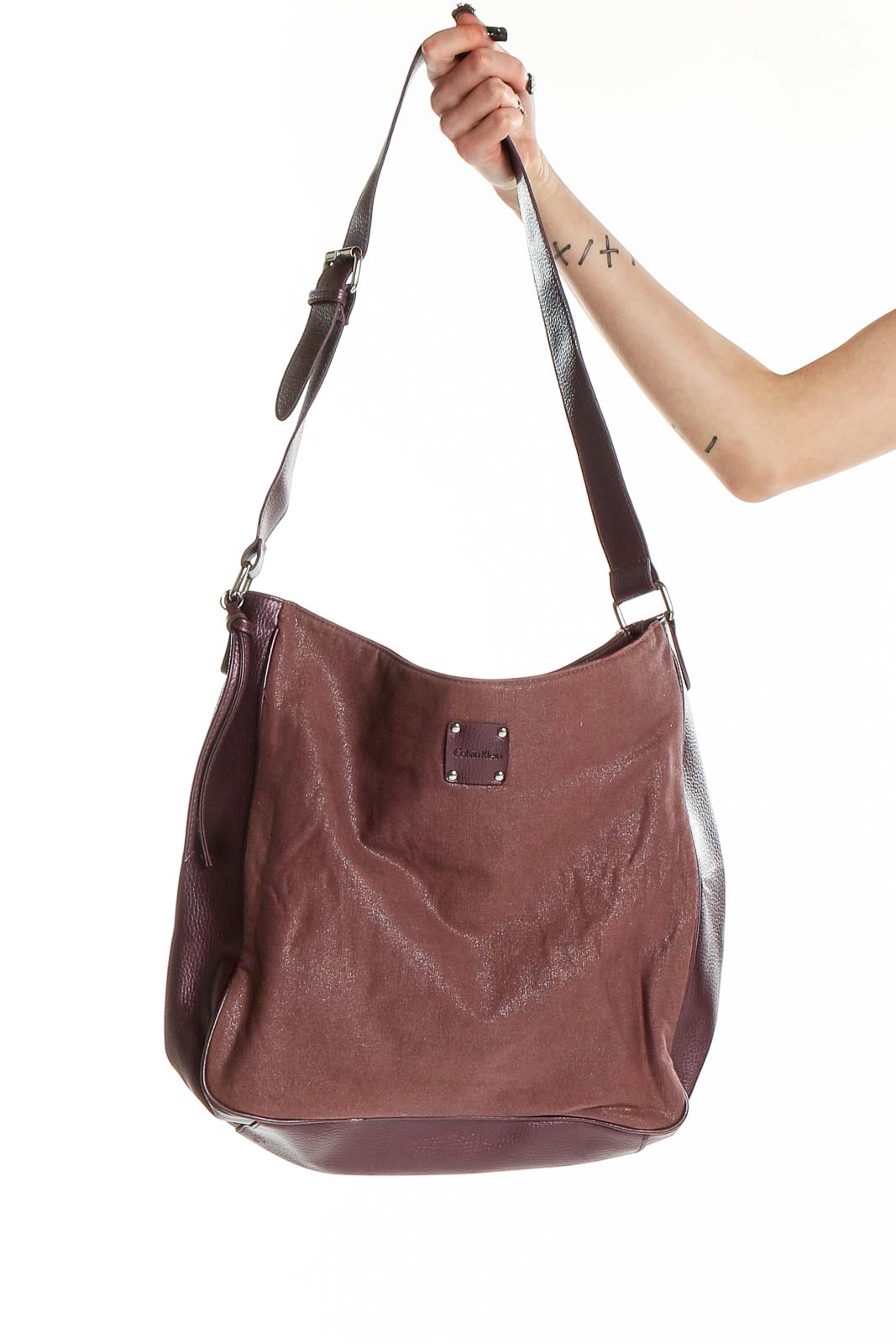 Purple Shimmery Tote Bag Front