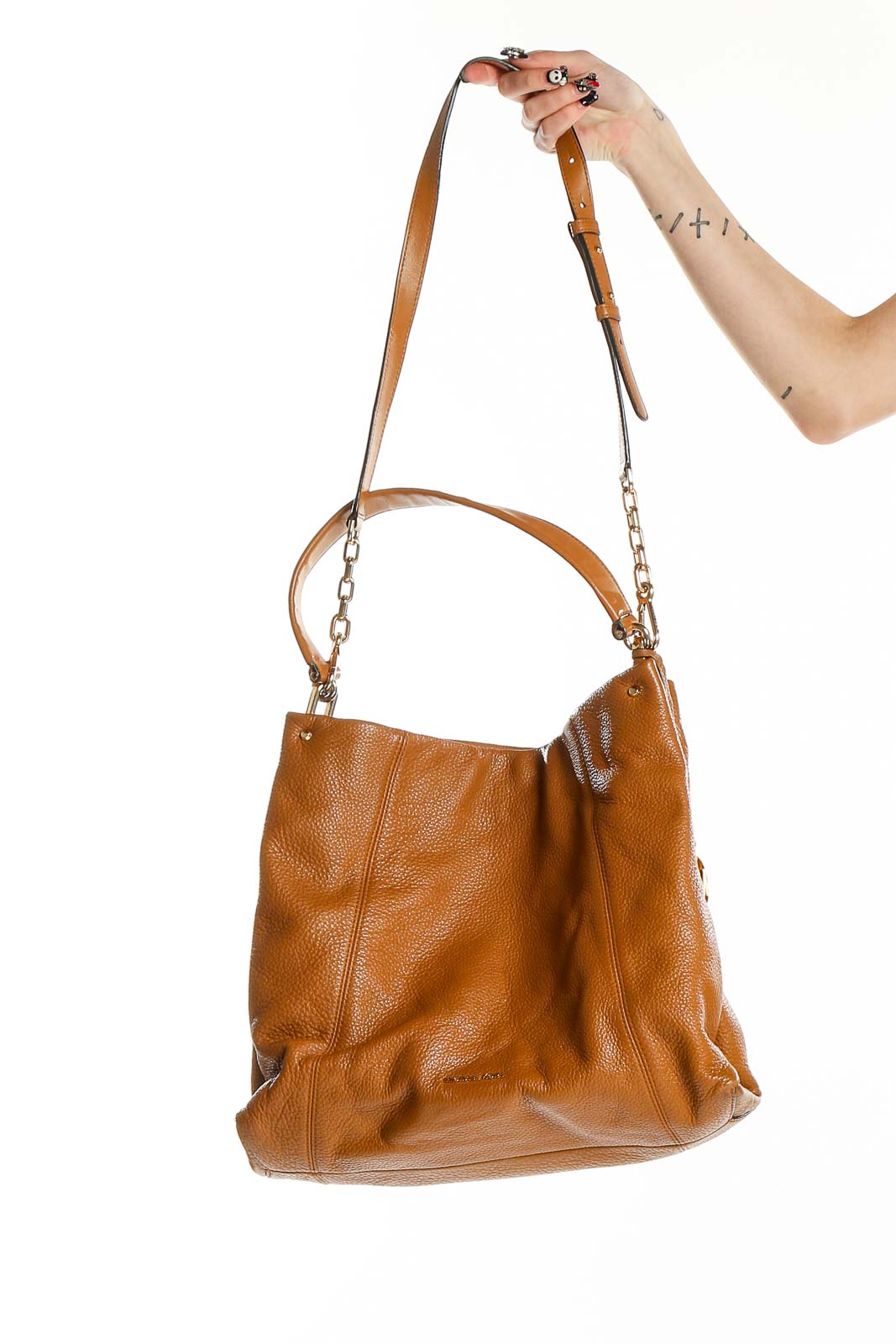 Brown Leather Hobo Bag Front