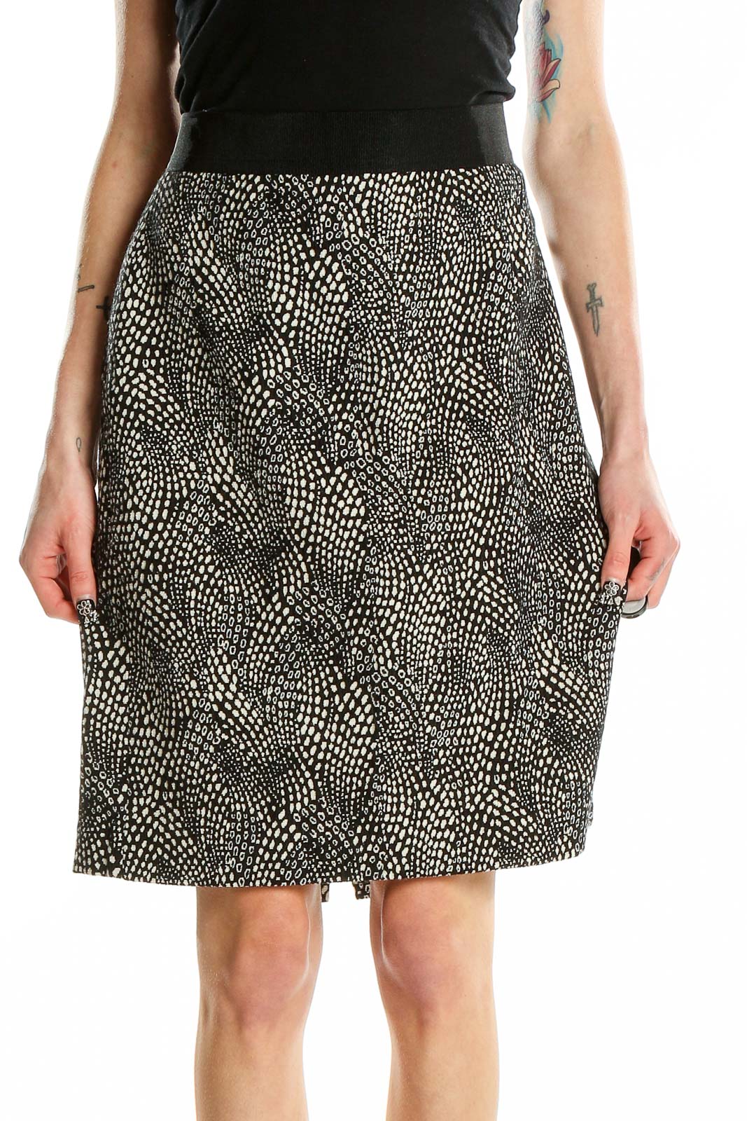 Grey Printed Skirt Front