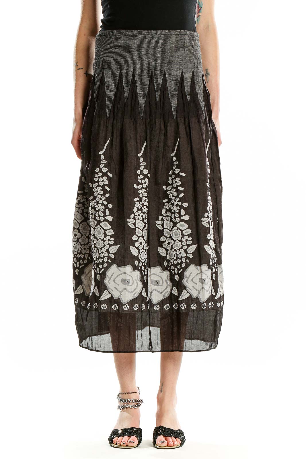 Black Gray Printed One-Size-Fits-All Skirt Front