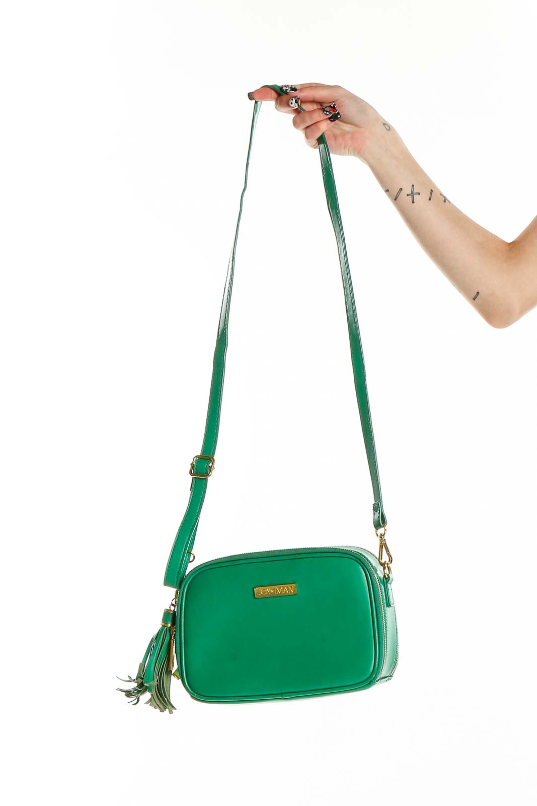 Green Leather Crossbody Bag Front