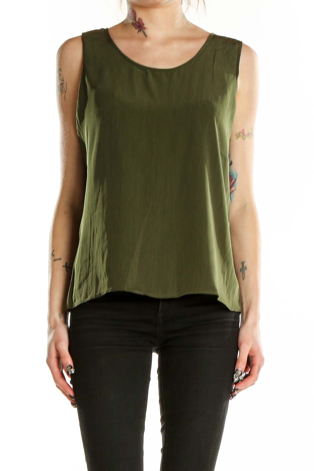 Green Sleeveless Top Front