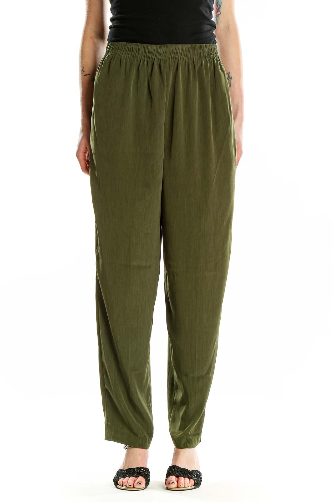 Green Relaxed Pants Front