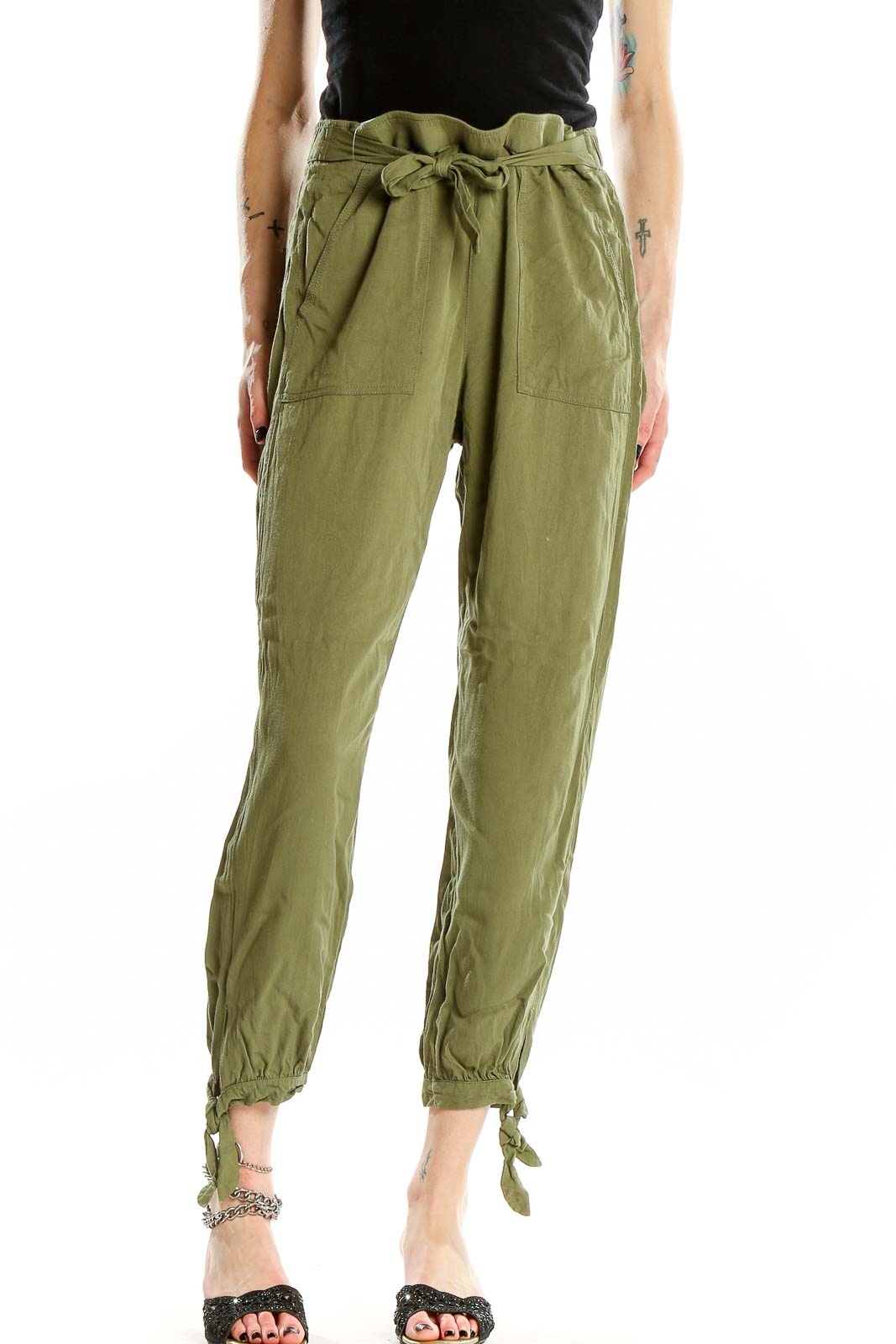 Green Tapered Pants Front