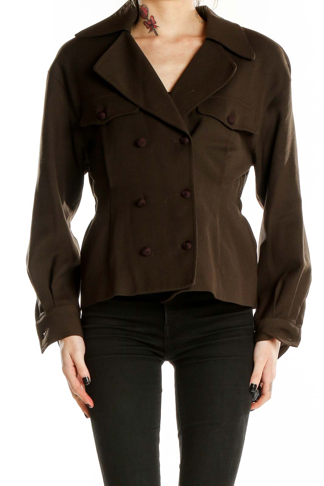 Brown Double Breasted Jacket Front