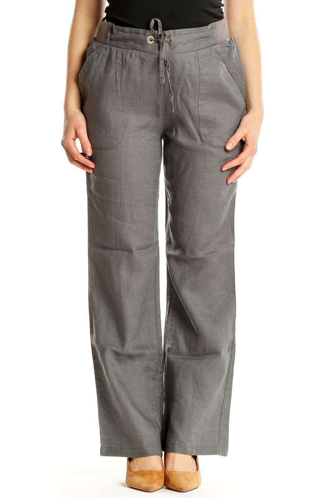 Grey Linen Pants Front