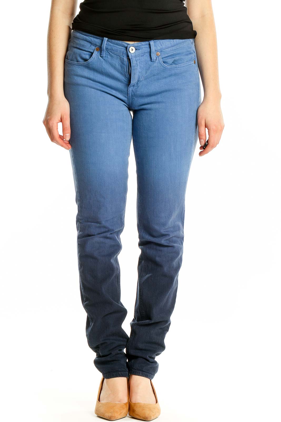 Blue Ombre Skinny Jeans Front