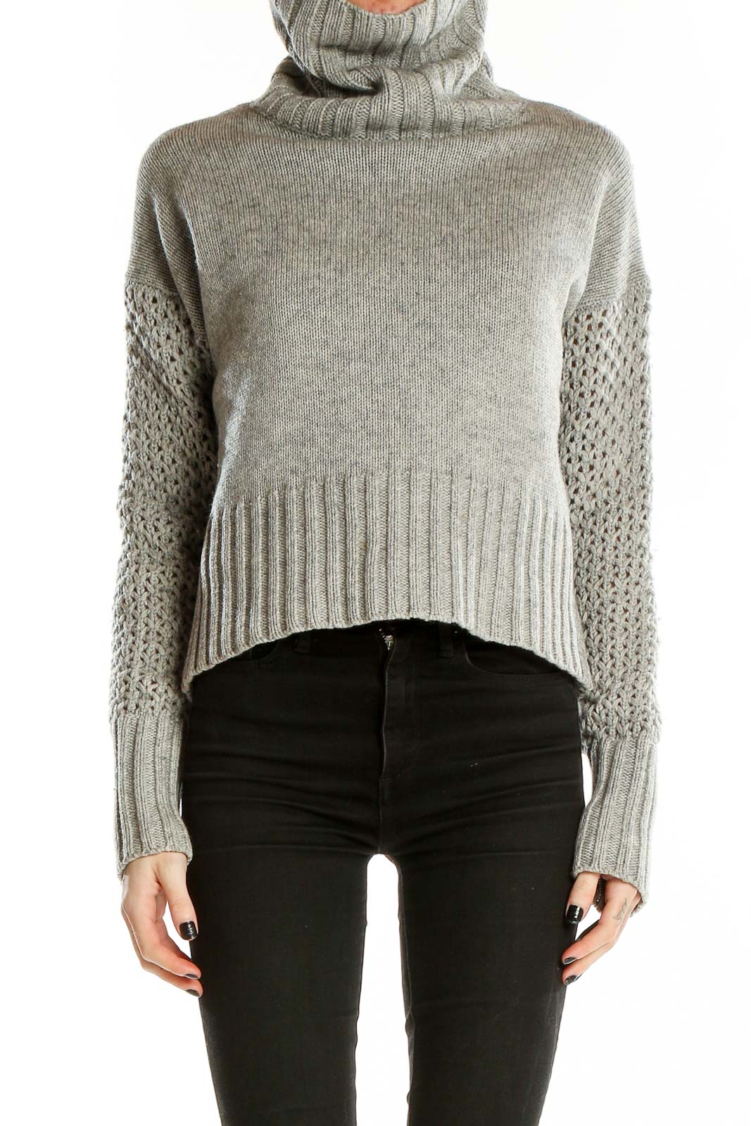 Gray Turtle Neck Sweater Front