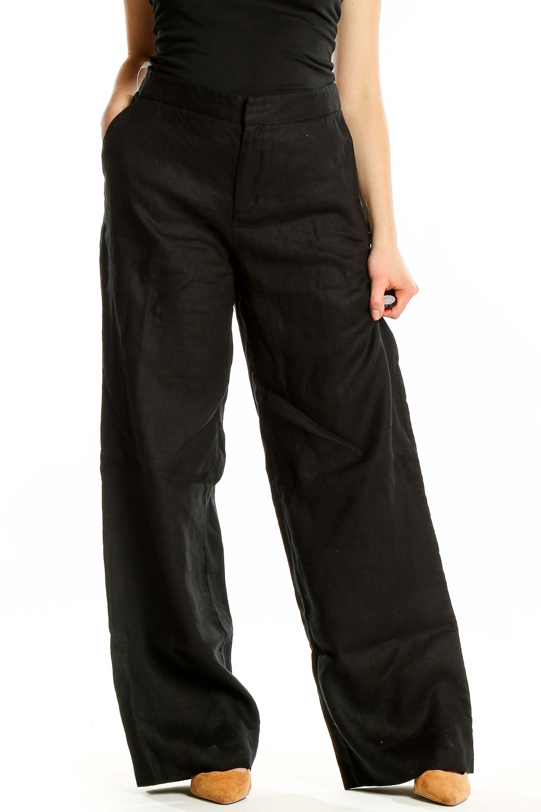 Black Linen Pants Front