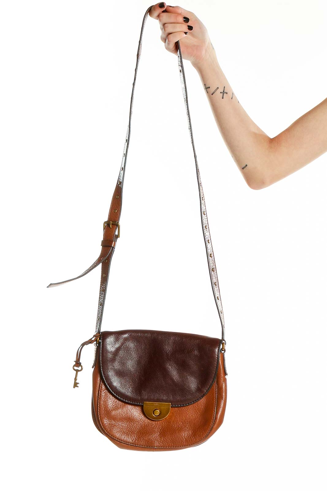 Brown Leather Crossbody Bag Front