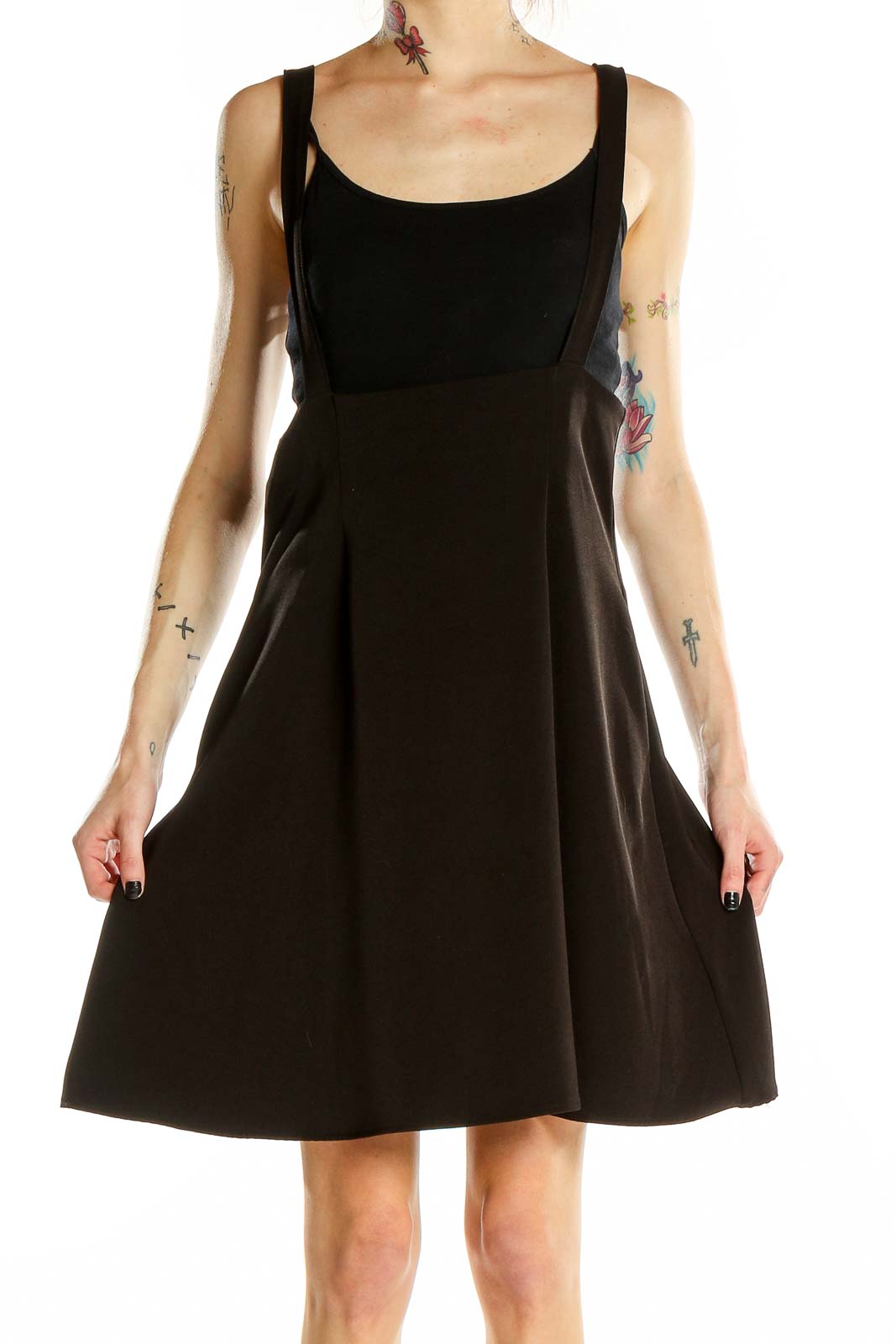 Black Skirt Overalls Front