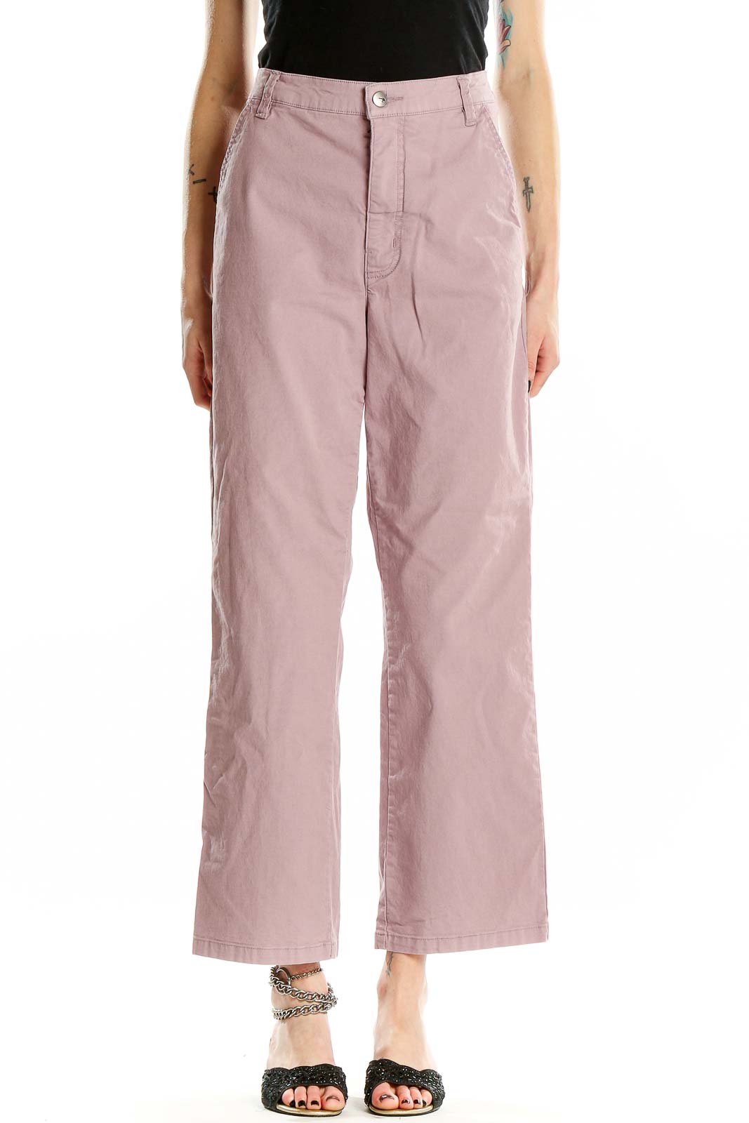 Pink Straight Pants Front