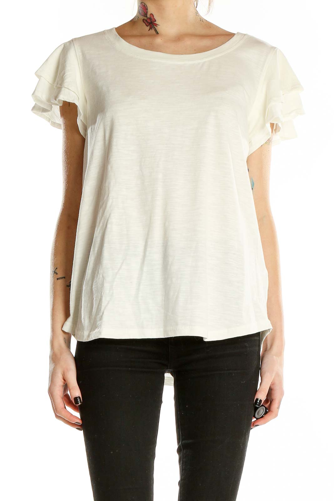 White Short Sleeve T-Shirt Front