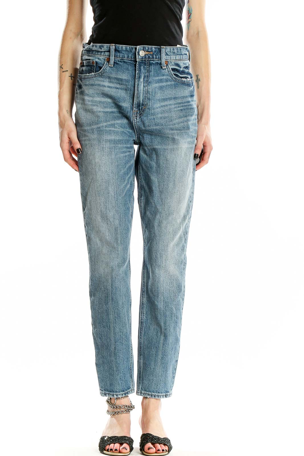 Blue Light Rinse Straight Jeans Front