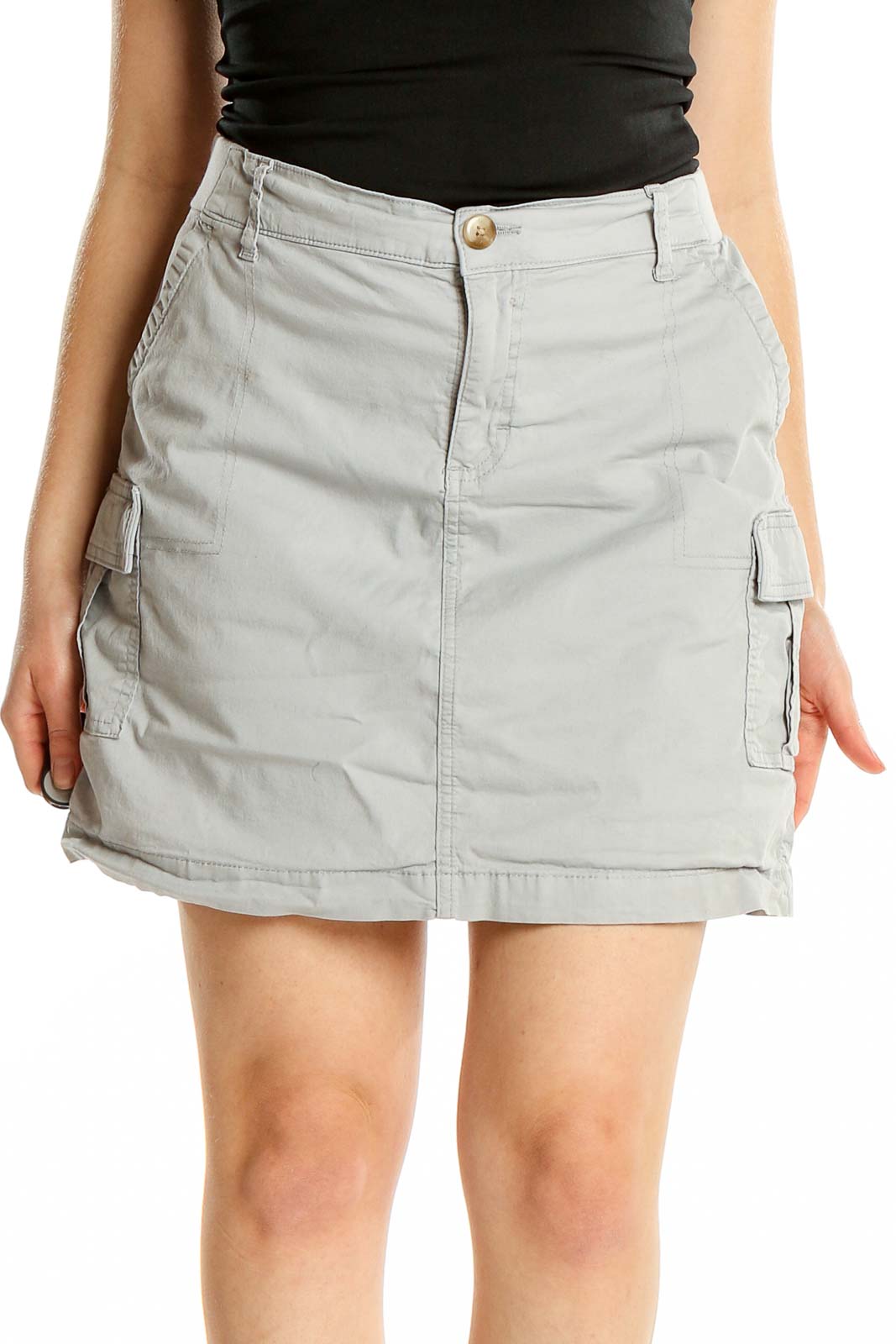 Grey Cargo Skirt Front