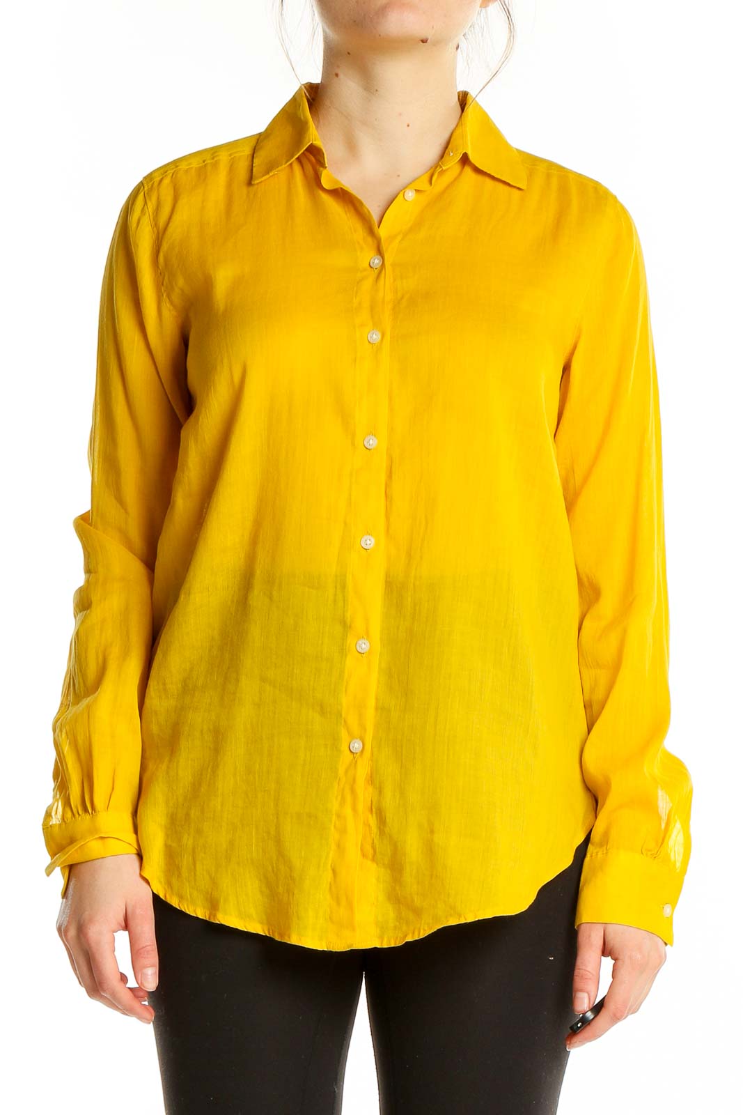 Yellow Collared Long Sleeve Shirt Front