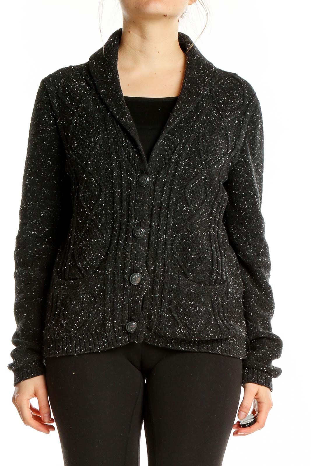 Black Mottled Sweater Front
