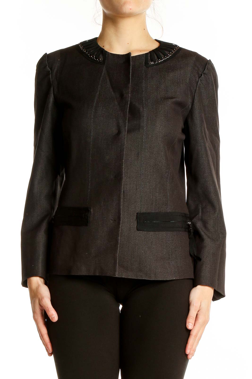Black Fitted Jacket Front