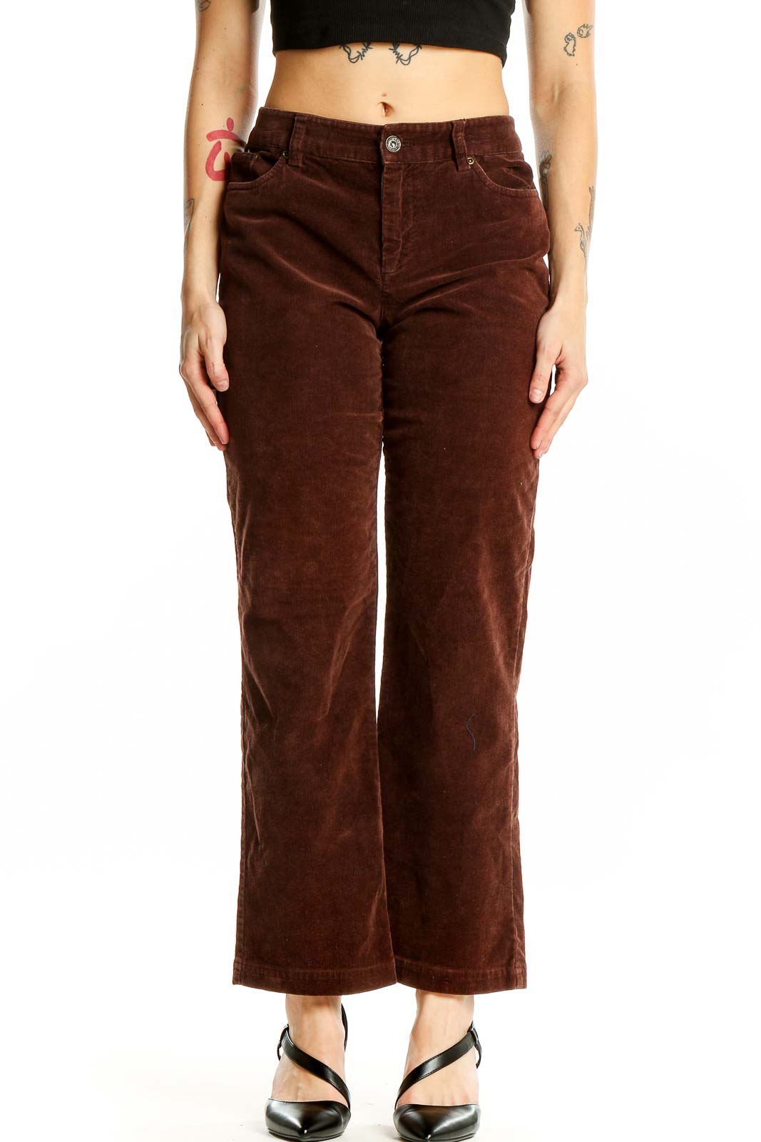 Brown Straight Pants Front