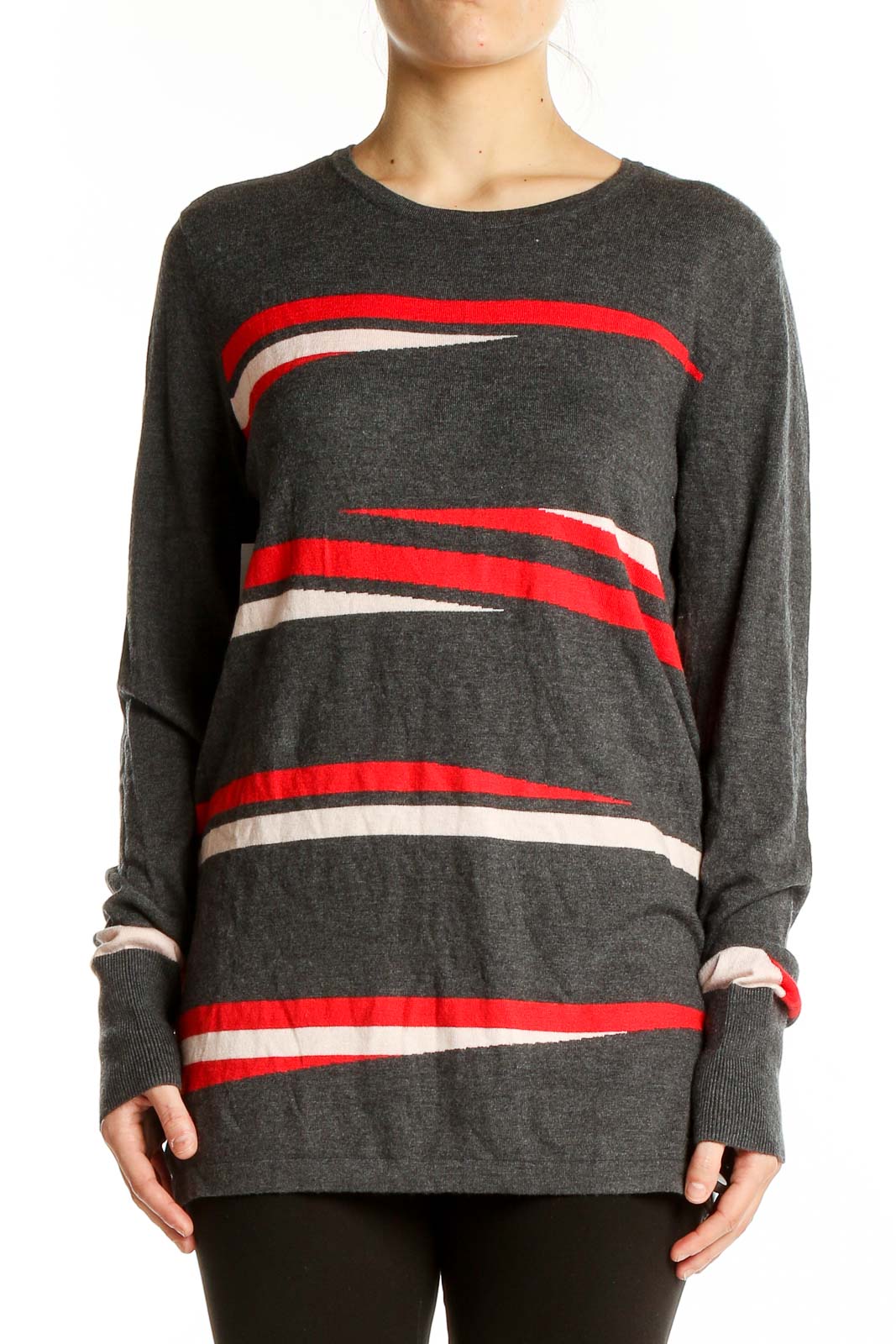 Black Red Stripe Sweater Front