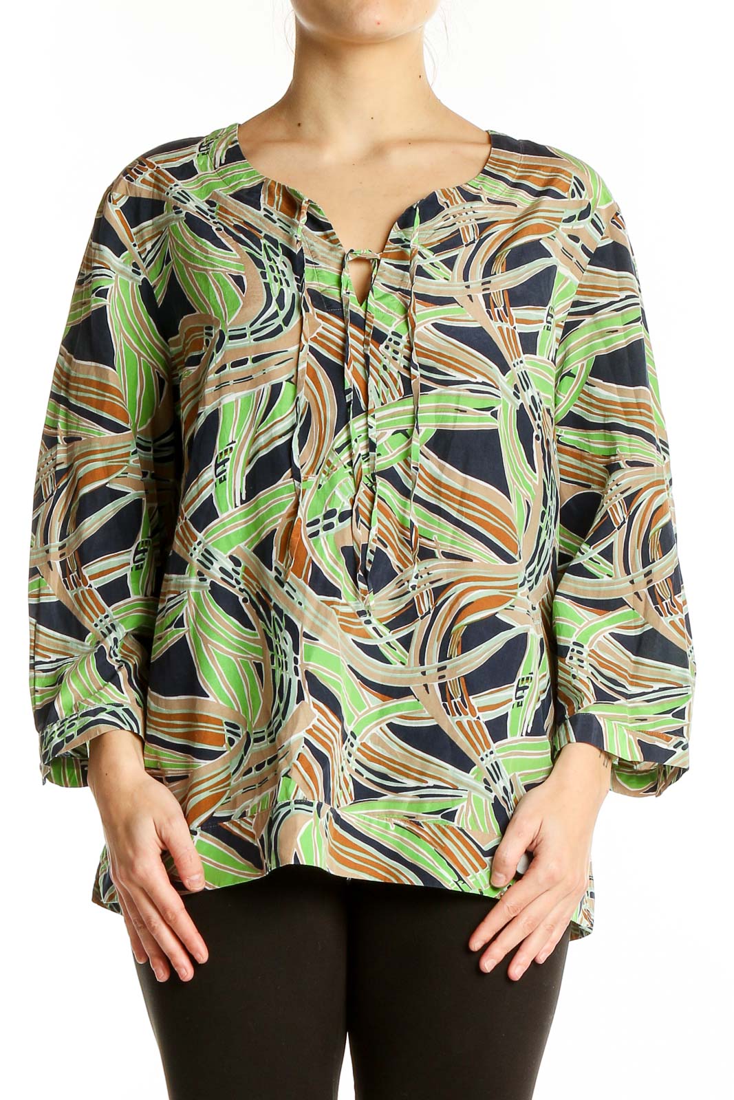 Green Blue Black Tropical Top Front