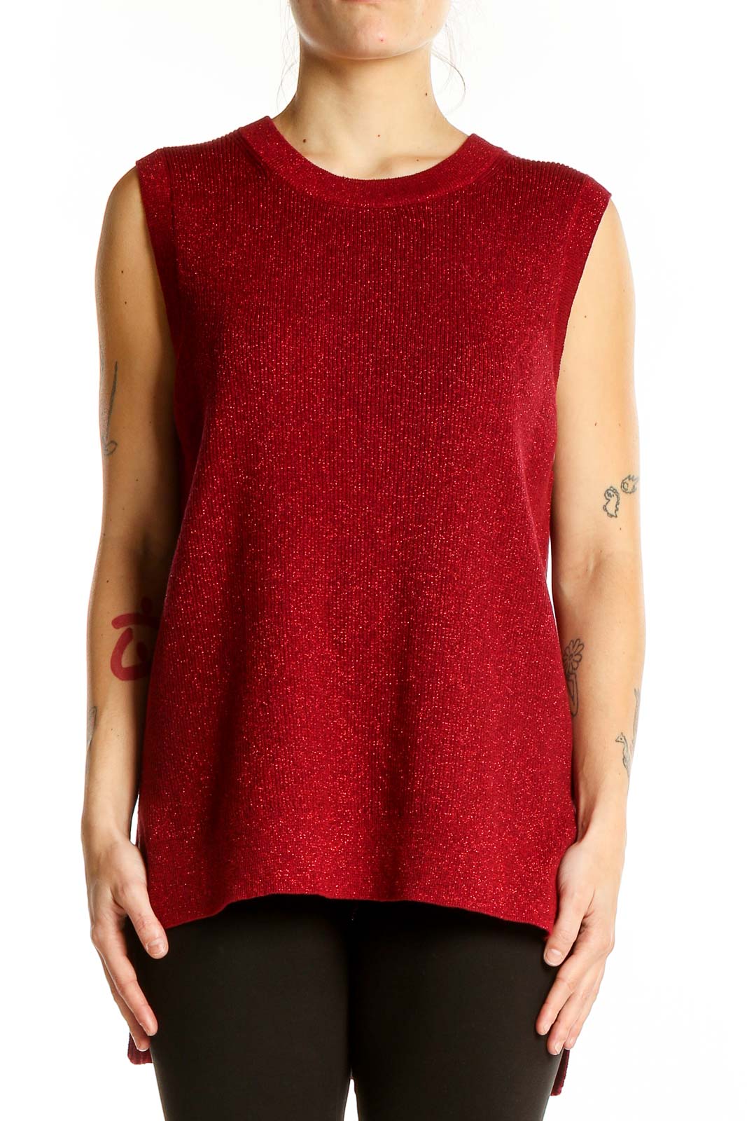 Red Texture Sweater Front
