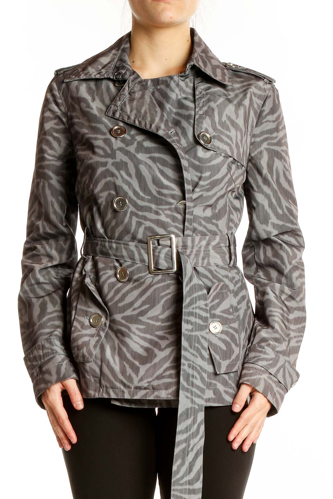 Grey Notch Lapel Jacket Front