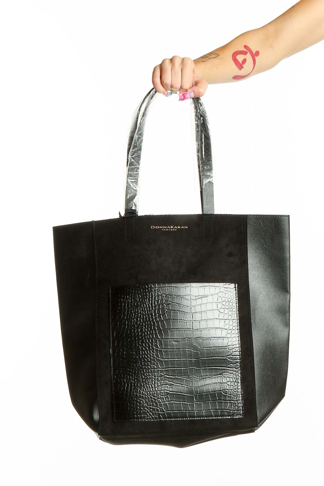 Black Textured Tote Front