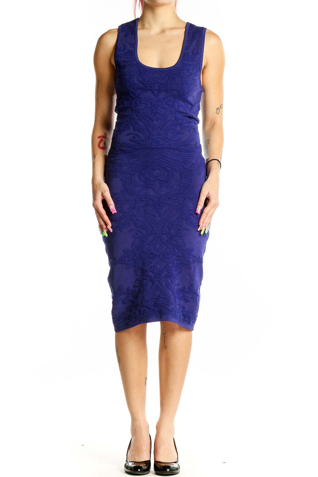 Purple Textured Tank Dres Front