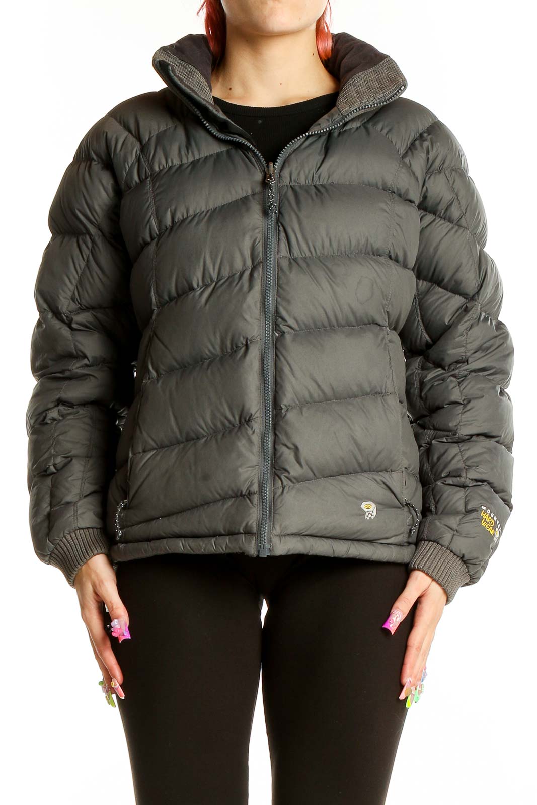 Grey Puffer Jacket Front