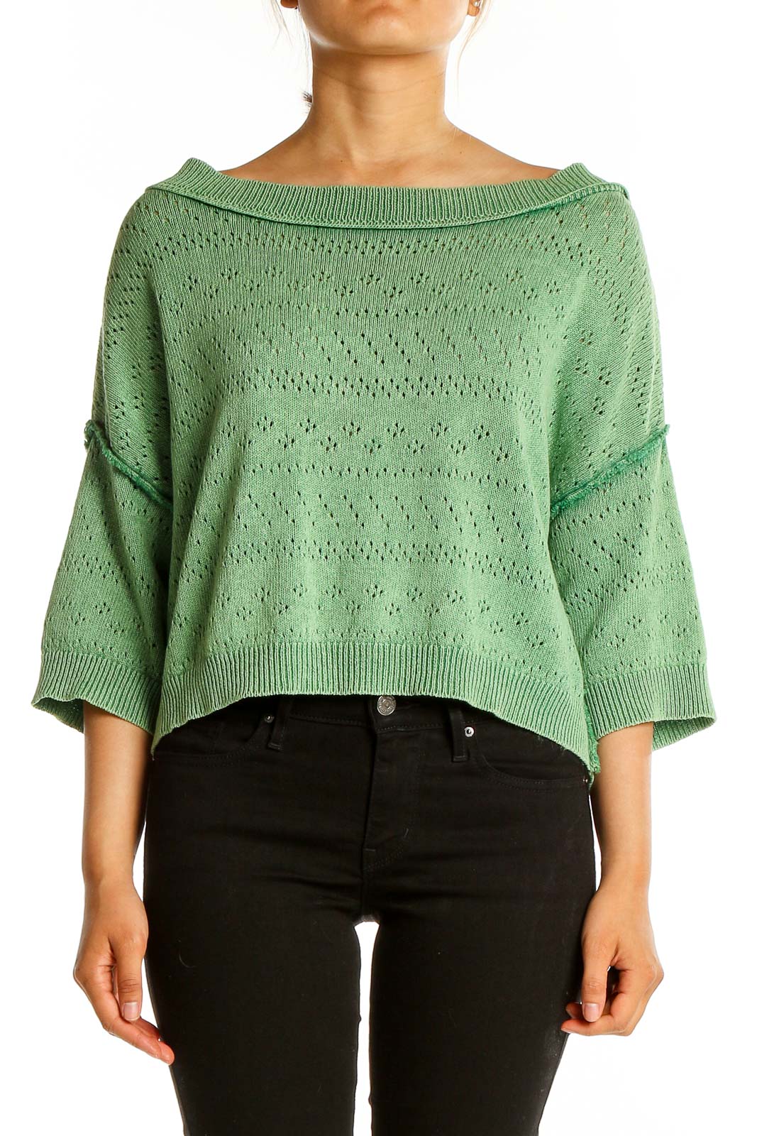 Green Texture Sweater Front
