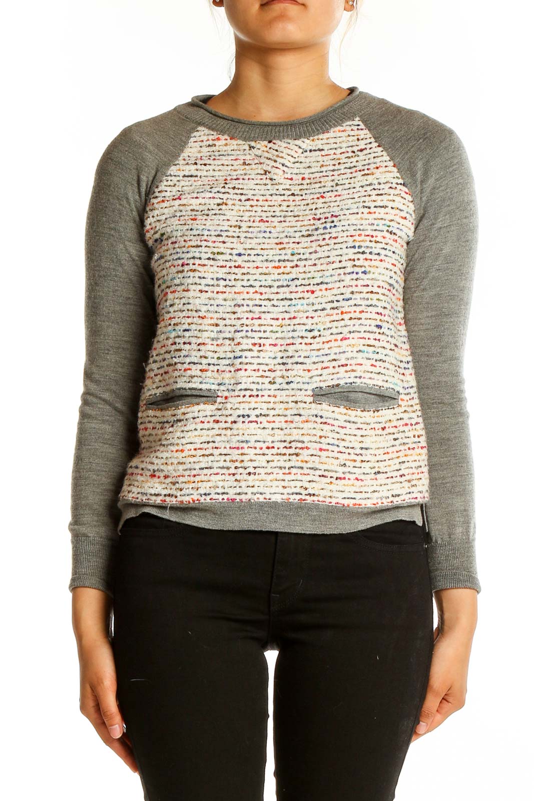 Beige Brown Texture Sweater Front