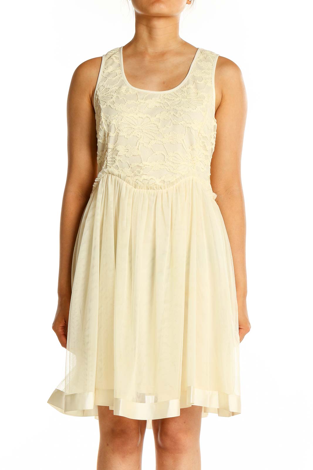 Yellow Lace Detail Dress Front