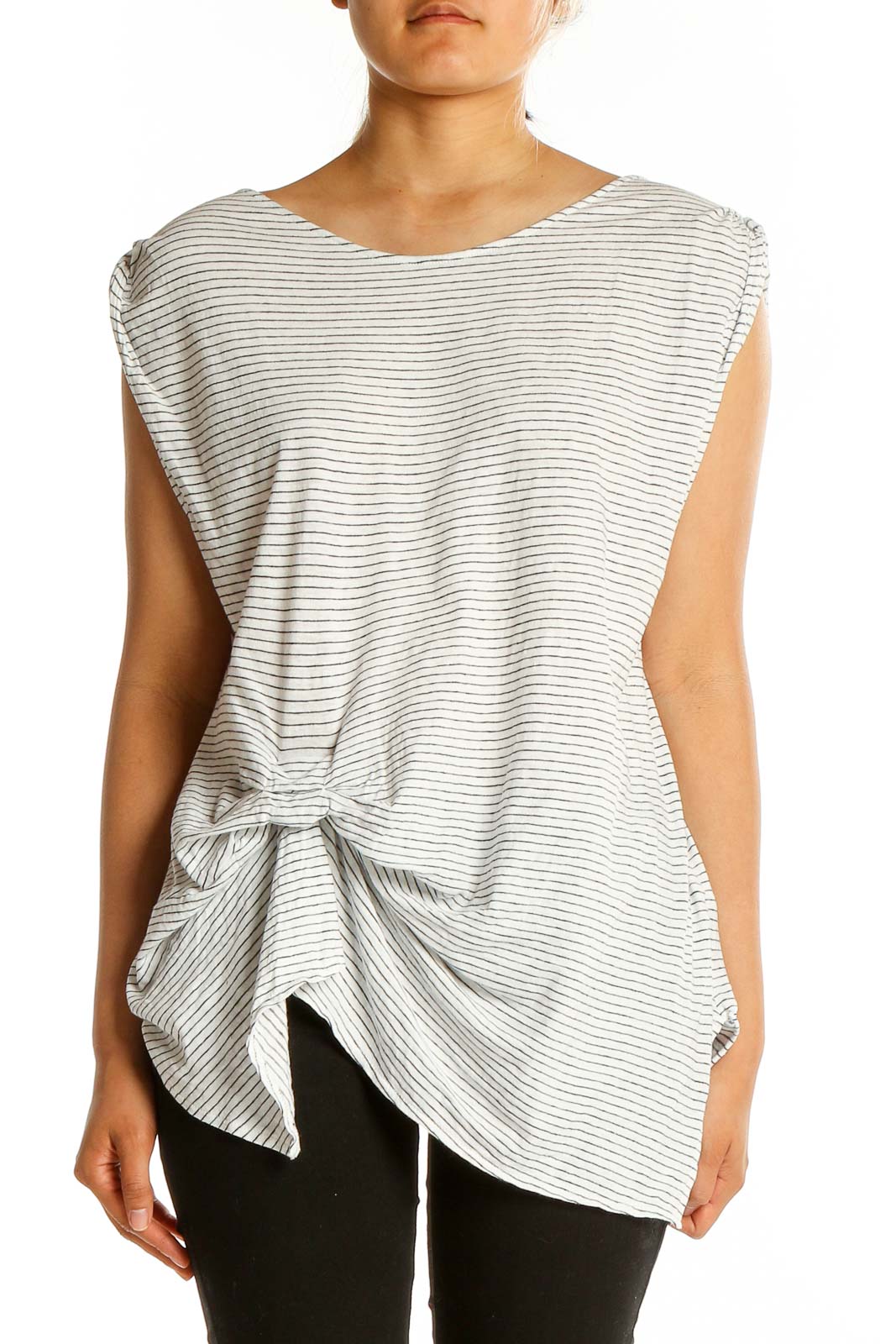 White Striped Texture Top Front