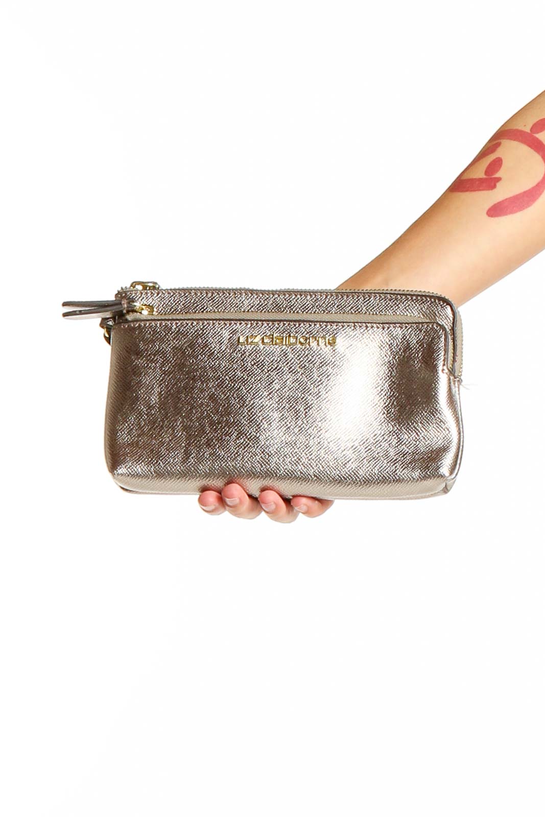White Brown Sparkle Clutch Front
