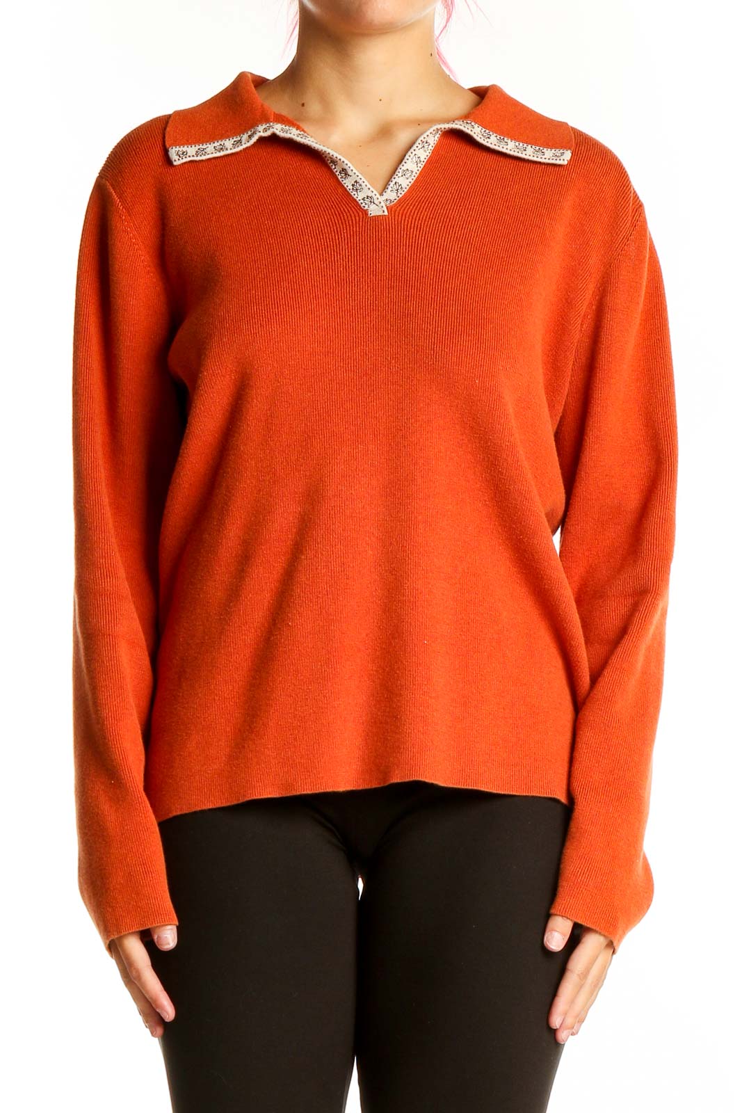 Orange Solid Sweater Front
