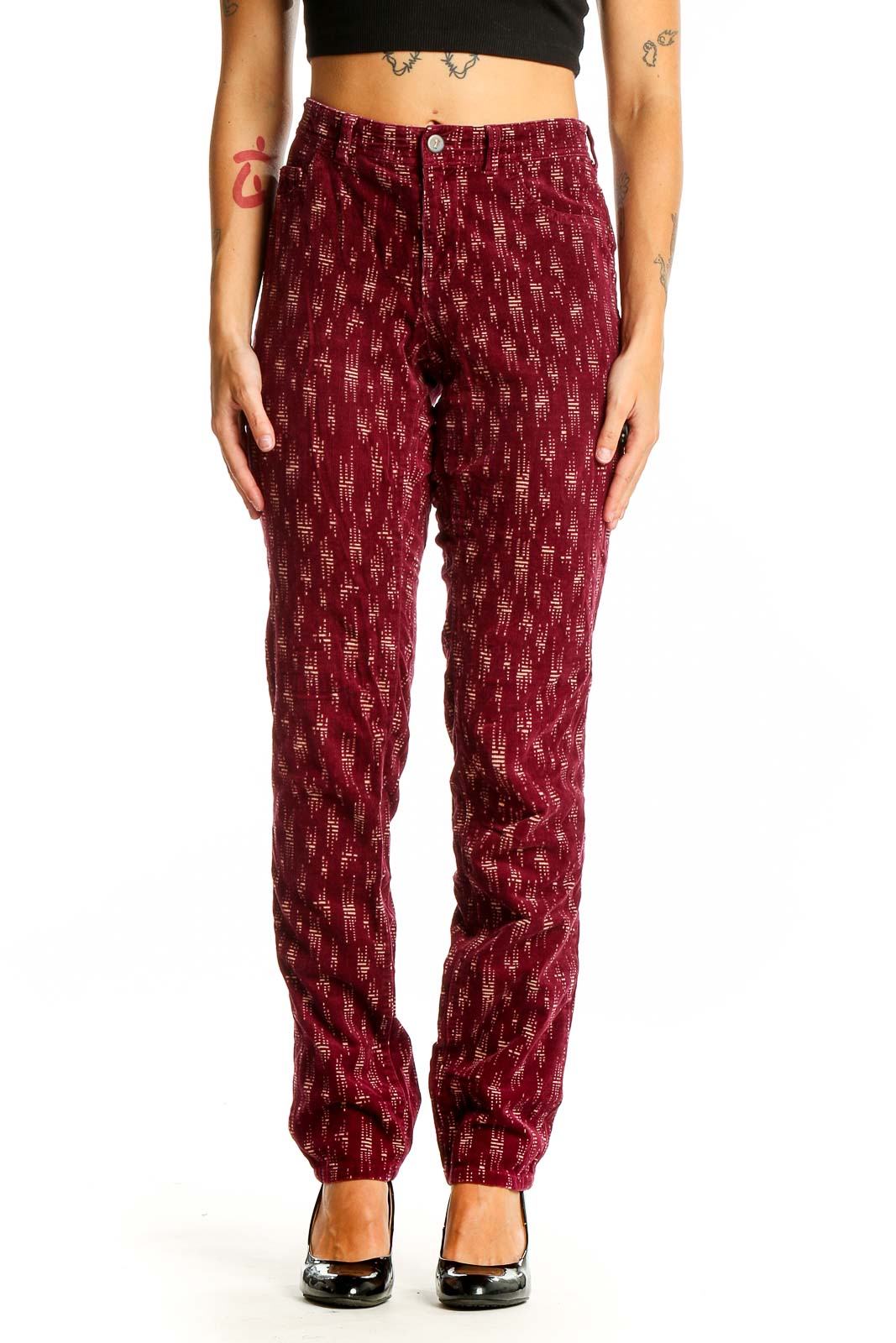 Red Print Pants Front