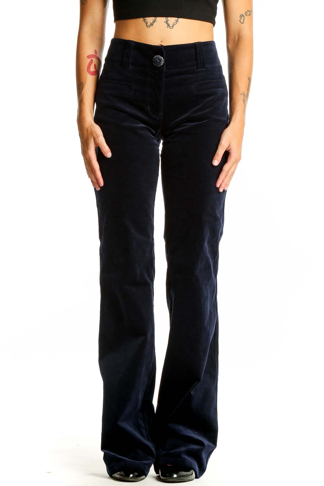 Black Straight Pants Front