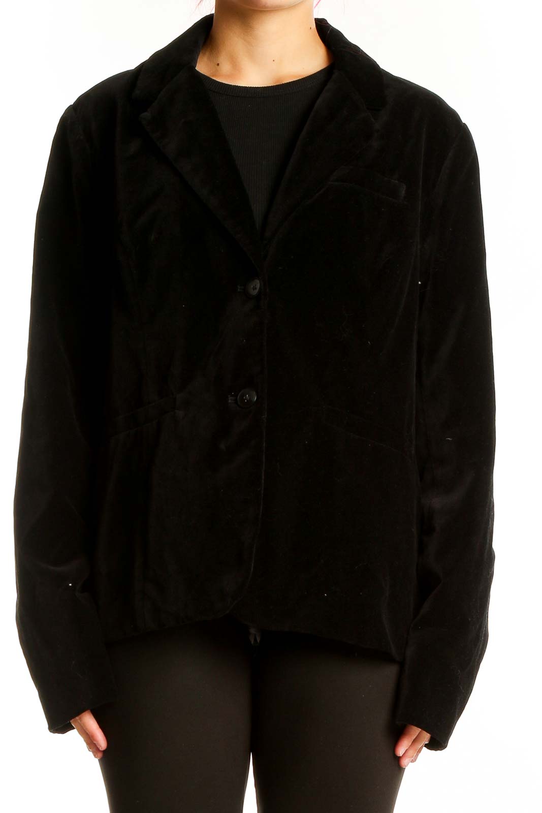 Black Notch Lapel Jacket Front