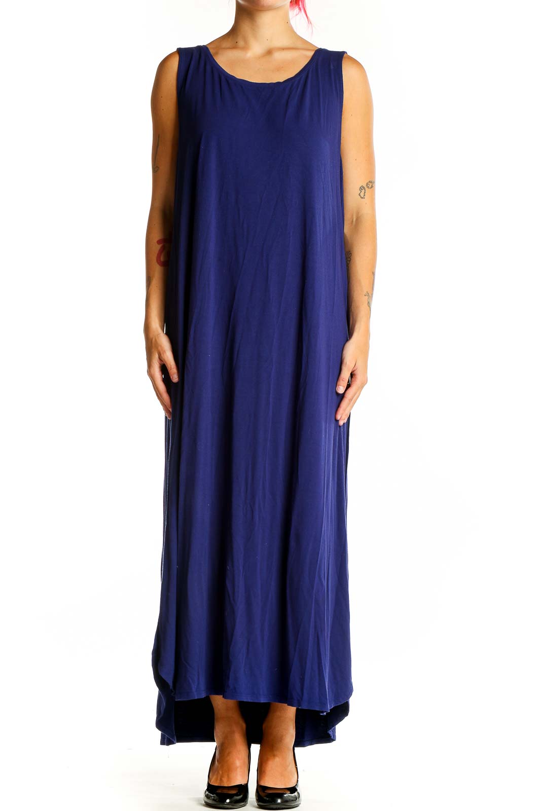 Blue Holiday Classic Solid Dress Front