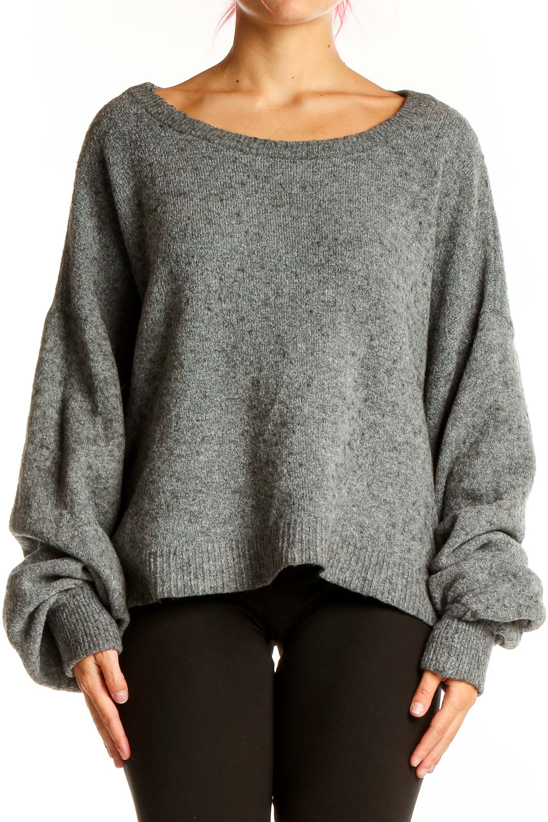 Grey Black Texture Sweater Front