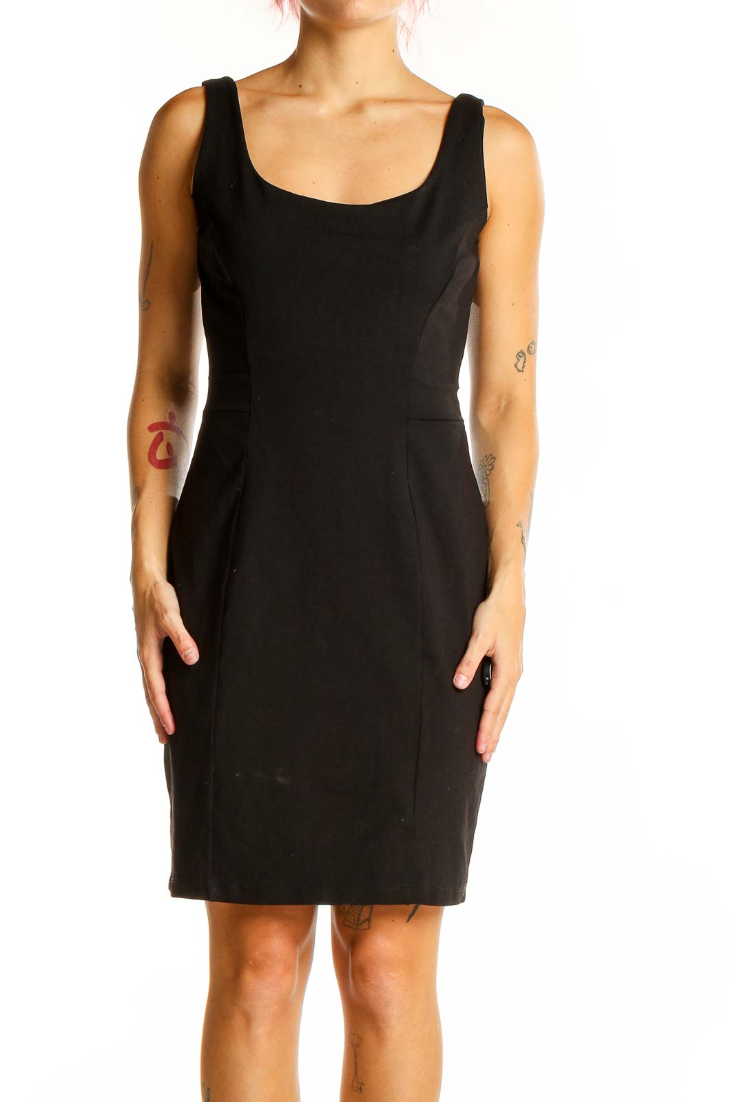Black Sleeveless Bodycon Dress Front