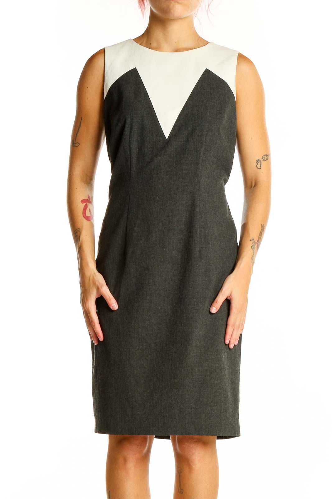Gray Classic Colorblock Dress Front