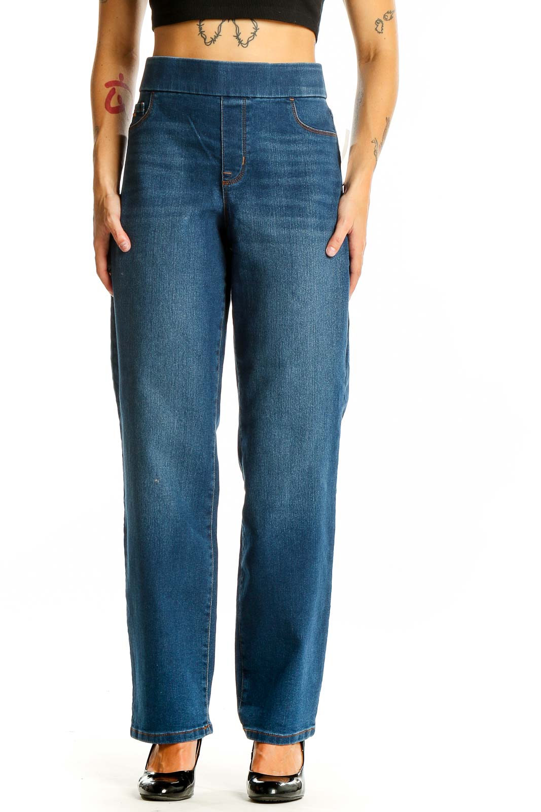 Blue Classic Straight Leg Jeans Front