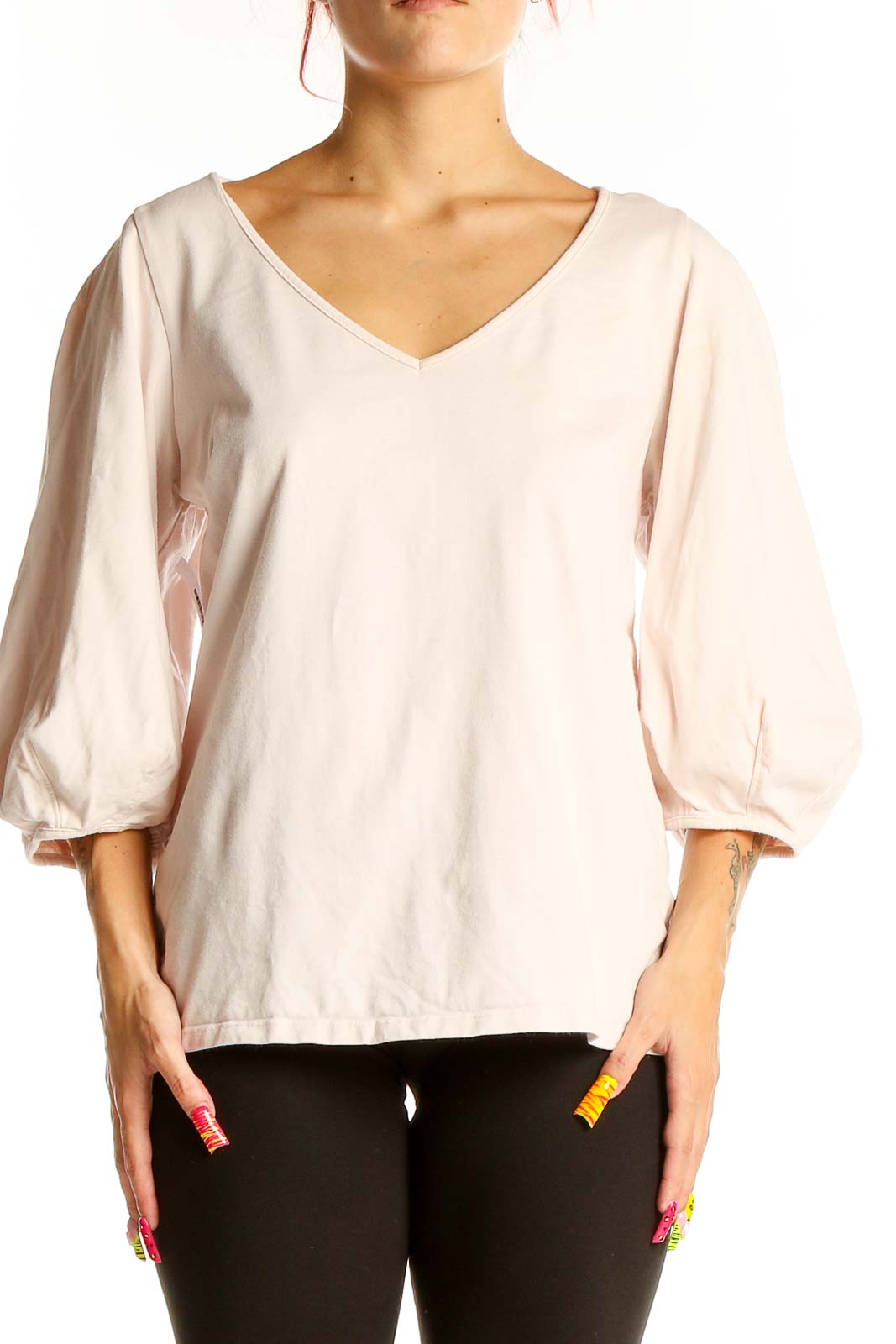 Beige Solid Top Front