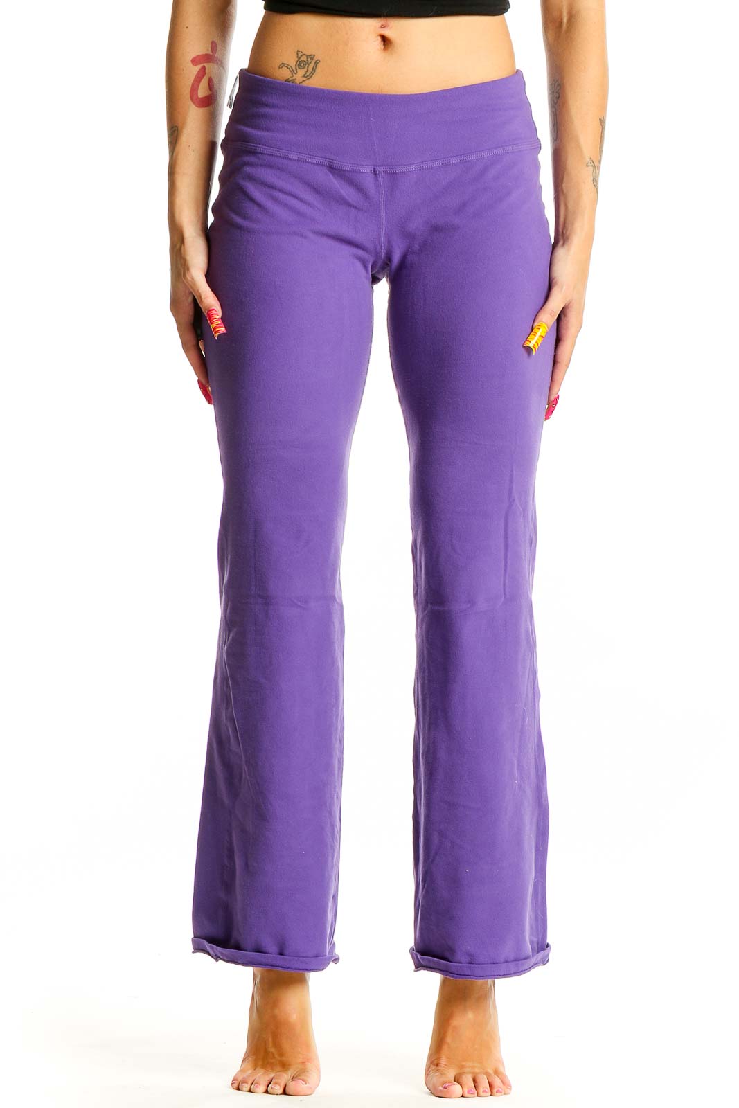 Purple Flared Yoga Pants Front