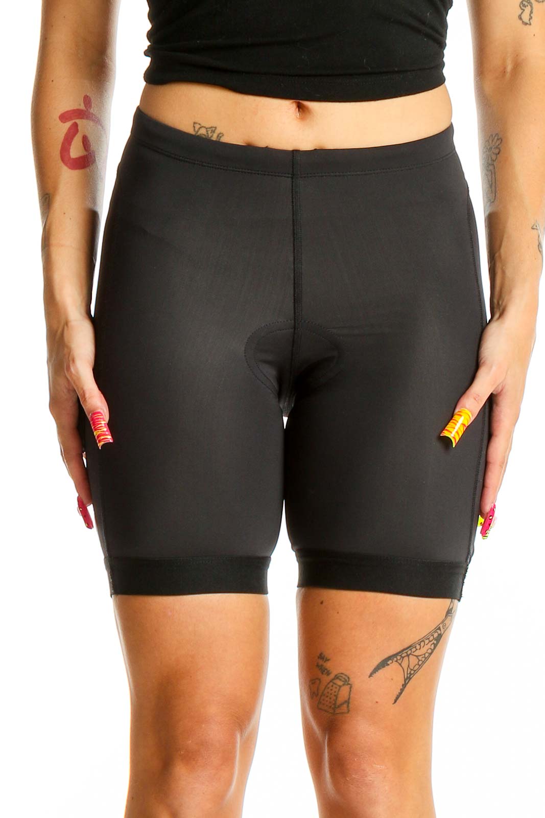 Black Performance Cycling Shorts Front